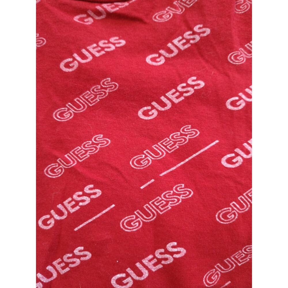 Vintage Guess S/P Short Sleeve Crew Neck Tshirt Red Spellout Logo Print Tee - Picture 4 of 6